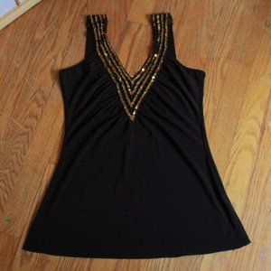 Unknown Brand Sequin & Crochet Trim Tank Top